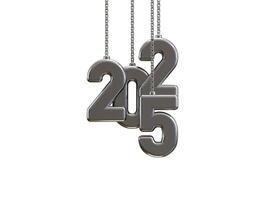 2025 New Year Silver number, Extend Warm Wishes for a Happy New Year and Merry Christmas with this silver number design 3d rendering illustration vector