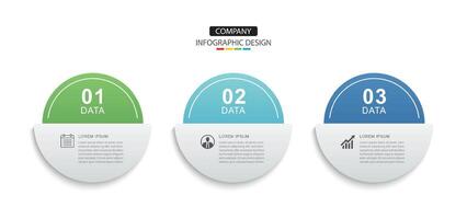 Infographics circle timeline with 3 number data template. Illustration business abstract background. vector