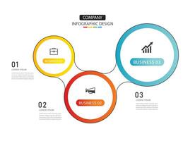 Infographics circle timeline with 3 number data template. Illustration business abstract background. vector