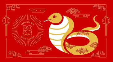 Lunar new year, Chinese New Year 2025 , Year of the Snake , line art ,outline ,Geometric shapes vector