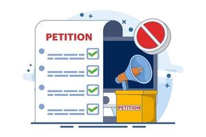 Petition concept, petition form, make a choice, voting, democracy, public appeal document, complaint, online petition. Petition form with ballot box. signing and distributing petition or complaint. vector