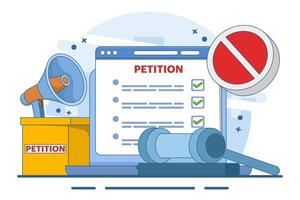 Petition concept, petition form, make a choice, voting, democracy, public appeal document, complaint, online petition. Petition form with ballot box. signing and distributing petition or complaint. vector