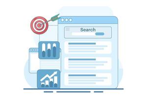 Search engine ranking monitoring concept, Website ranking analysis. best keywords, Search engines drive traffic to websites, background illustration on background. vector
