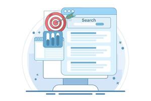 Search engine ranking monitoring concept, Website ranking analysis. best keywords, Search engines drive traffic to websites, background illustration on background. vector