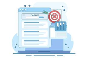 Search engine ranking monitoring concept, Website ranking analysis. best keywords, Search engines drive traffic to websites, background illustration on background. vector