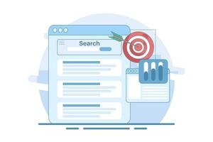 Search engine ranking monitoring concept, Website ranking analysis. best keywords, Search engines drive traffic to websites, background illustration on background. vector