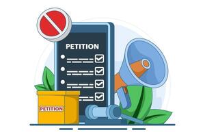Petition concept, petition form, make a choice, voting, democracy, public appeal document, complaint, online petition. Petition form with ballot box. signing and distributing petition or complaint. vector