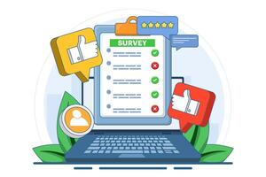 online survey concept, Customer Survey Form Filling Test, Customer experience and satisfaction. questionnaire or survey. filling or answering questions on a form. collecting information. vector