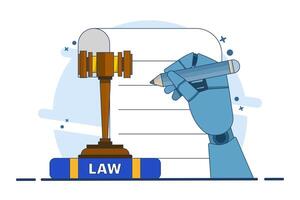 Concept of signing legal documents, electronic contracts or online agreements. Reading and signing the terms and conditions of the contract. Flat illustration on the background. vector