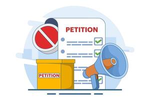 Petition concept, petition form, make a choice, voting, democracy, public appeal document, complaint, online petition. Petition form with ballot box. signing and distributing petition or complaint. vector