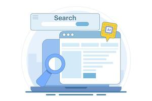AI based SEO Strategy Concept, SEO content, Digital marketing with AI technology, SEO automation, flat illustration on background. vector