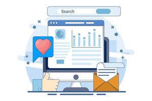 Business data analysis software concept, Analytical applications that extract data from search engines and social media marketing campaigns, Competitive analysis, data charts, graphs and dashboards. vector