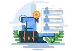 Online Job Application Concept, We are recruiting and hiring online. Job Candidate, Recruitment, Job Interview, Hiring, We are recruiting, looking for a job. Flat illustration. vector
