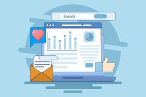 Business data analysis software concept, Analytical applications that extract data from search engines and social media marketing campaigns, Competitive analysis, data charts, graphs and dashboards. vector