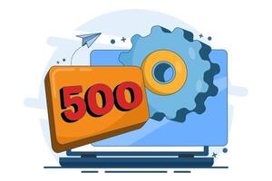Error code concept 500 Internal Server Error. Equipment with Status Code 500. Server error with code 500, Something went wrong on the website hosting server, fix the problem on the website. vector