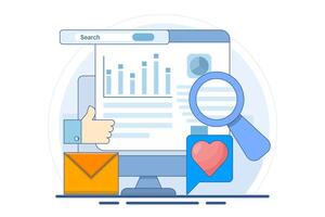 Business data analysis software concept, Analytical applications that extract data from search engines and social media marketing campaigns, Competitive analysis, data charts, graphs and dashboards. vector