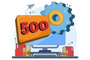 Error code concept 500 Internal Server Error. Equipment with Status Code 500. Server error with code 500, Something went wrong on the website hosting server, fix the problem on the website. vector