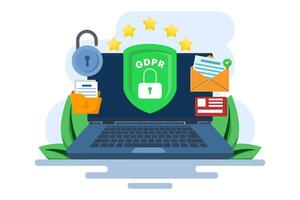 GDPR concept, General Data Protection Regulation, Network data security, Confidential data protection, Personal data security, Security technology, Information leakage protection. vector