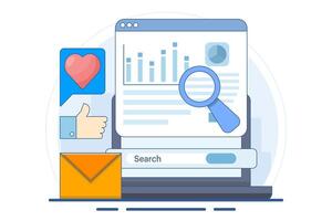 Business data analysis software concept, Analytical applications that extract data from search engines and social media marketing campaigns, Competitive analysis, data charts, graphs and dashboards. vector