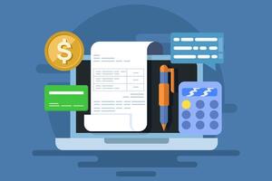 Online invoice maker concept, Businesses use accounting software to manage bills, Send invoices online, Online bill payments, invoice financial transaction data. vector