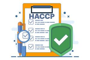 HACCP Concept. Food Safety Warnings and Guidelines in HACCP Policy in Healthcare Sector. Critical Control Point Hazard Analysis with Awards or Checkmarks. Illustration. vector
