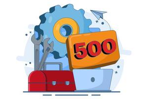 Error code concept 500 Internal Server Error. Equipment with Status Code 500. Server error with code 500, Something went wrong on the website hosting server, fix the problem on the website. vector