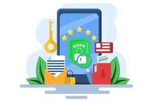 GDPR Concept, General Data Protection Regulation, Network data security, Confidential data protection, Web security, Security technology, Personal information. Protecting against information leakage. vector