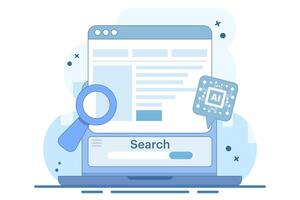 AI based SEO Strategy Concept, SEO content, Digital marketing with AI technology, SEO automation, flat illustration on background. vector