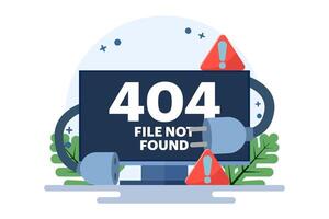 Error concept 404, Broken page, Cable and socket, Page not found. Unplug system error. Website is in error or cannot be accessed. System error. Flat illustration on background. vector