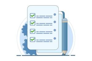 business concept Business strategy with schedule planning and success. Planning work tasks, filling out checklists. Strategy. vector