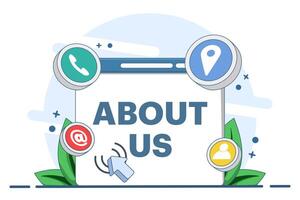 About Us or Contact Us Concept, Customer support form, Customer Service, Online Support, Help Desk, Follow Us Concept, Internet Advertising, Marketing. Flat illustration. vector