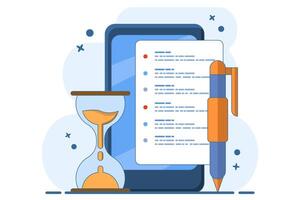 Concept of Task planning, time schedule, time management, deadline, planner, start, calendar, business strategy planning, project management. vector