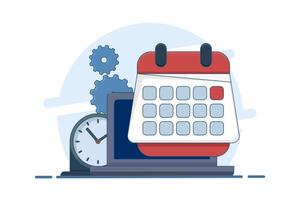 Time schedule concept, time management, deadline, planner, start, calendar, business strategy planning, project management. Task planning. Flat illustration on background. vector