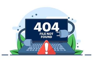 Error concept 404, unable to connect. Broken page, Cable and socket, Page not found. Unplug system error. Website is down. System error. Flat illustration. vector