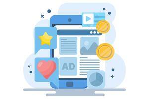 Blog concept make money from ad campaigns, Blog in ad content, Blog make money online, Digital marketing for blogs. vector