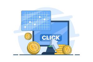 Pay per click concept, internet marketing, Cost per click, paid marketing strategies, CPC business growth, Advertising Materials, digital advertising investments on websites and social media. vector