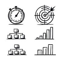 a line drawing of a clock and a compass vector