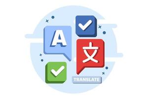 Multi-language translation concept, Translate languages, Online translator mobile app on device, perform language translation. illustration. vector