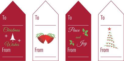 Christmas gift tags and label collection .To and from design with Christmas tree and bells with festive sayings. Printable Christmas design for presents. vector