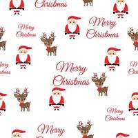 Christmas wrapping paper and card with reindeer and Santa pattern design. vector