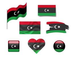 Libya flag set of icons. flag of Libya, symbol. Set of Libya flags button, waved, heart. vector