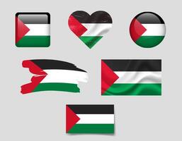 Palestine flag set of icons. flag of Palestine symbol. Set of Palestine flags button, brush, waved, heart. vector