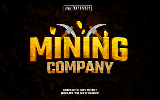 mining company 3D text Typography with Editable psd