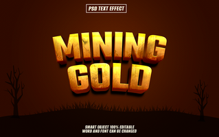 mininer gold 3D text effect Typography with Editable psd