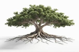 Large Tree With Many Roots on White Background photo