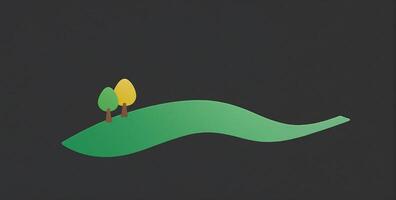 A green hill with two trees on it photo