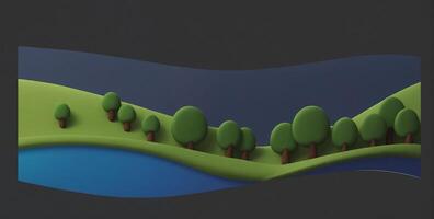 A 3d model of a river and trees photo