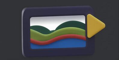 A picture of a mountain with a yellow arrow pointing to it photo