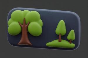 A 3d model of a tree and a tree on a black background photo