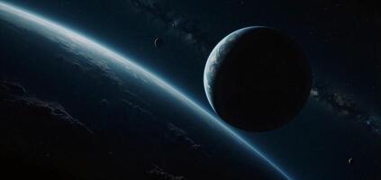 An image of a planet and two moons photo